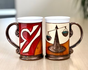 Libra Coffee Mug, Zodiac Mug, Ceramic Coffee Cup, Birthday Gift, Horoscope Coffee Mug