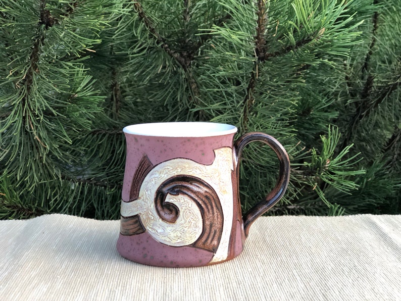 Large Coffee Cup, Handmade Pottery Mug, Colorful Coffee Cup, Unique Tea Mug, Abstract Mug, Christmas Gift Purple Swirl