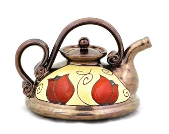 Mothers Day Gift -  Floral Teapot, Unique Pottery Teapot, Ceramic Tea Pot, Artistic Pottery, Stoneware Teapot, Gift for Mom