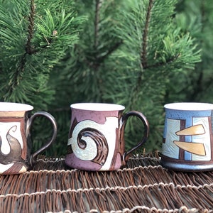 Large Coffee Cup, Handmade Pottery Mug, Colorful Coffee Cup, Unique Tea Mug, Abstract Mug, Christmas Gift image 5