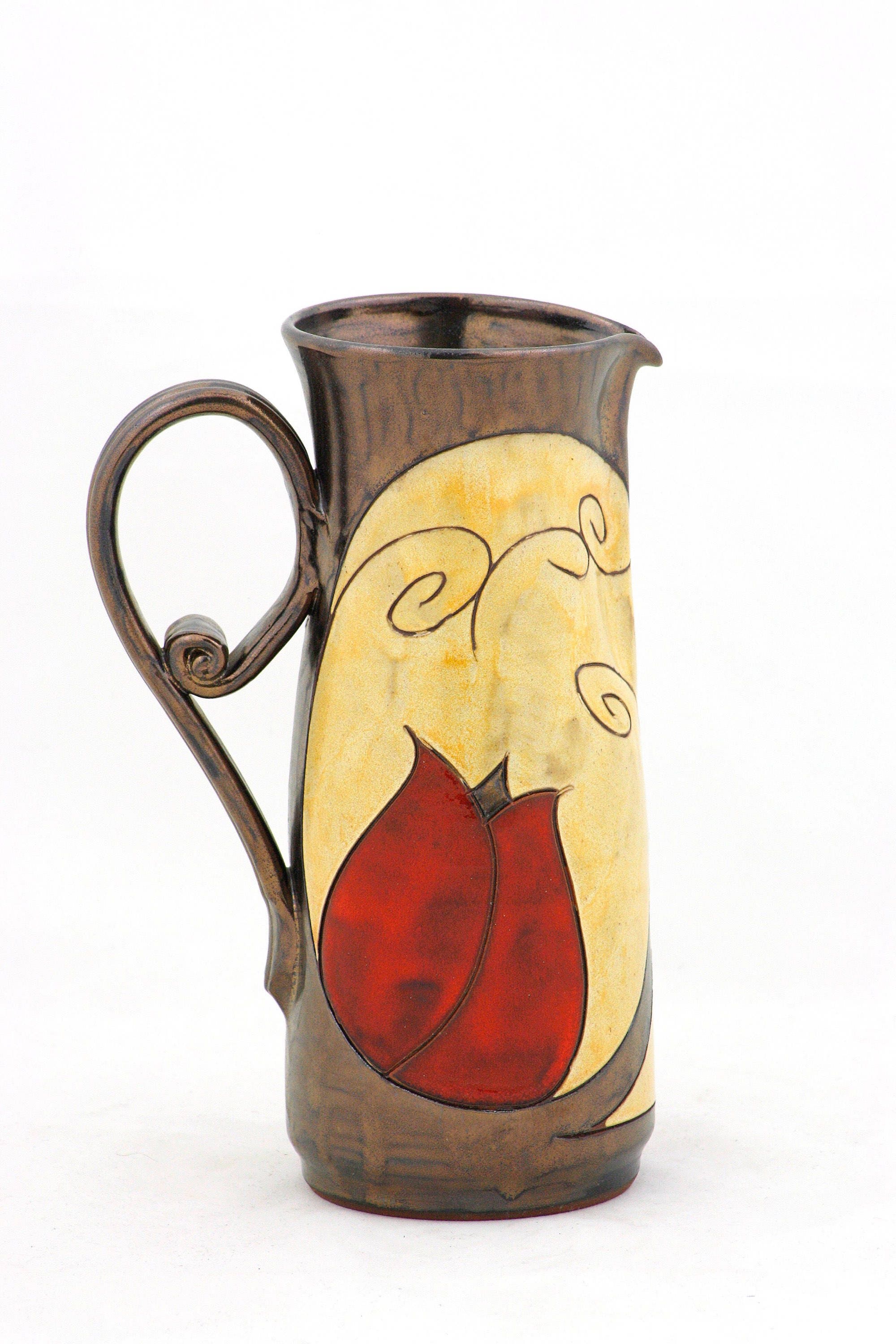 Wine Jug Pottery Decanter Ceramic Pitcher Tulip Jug Etsy