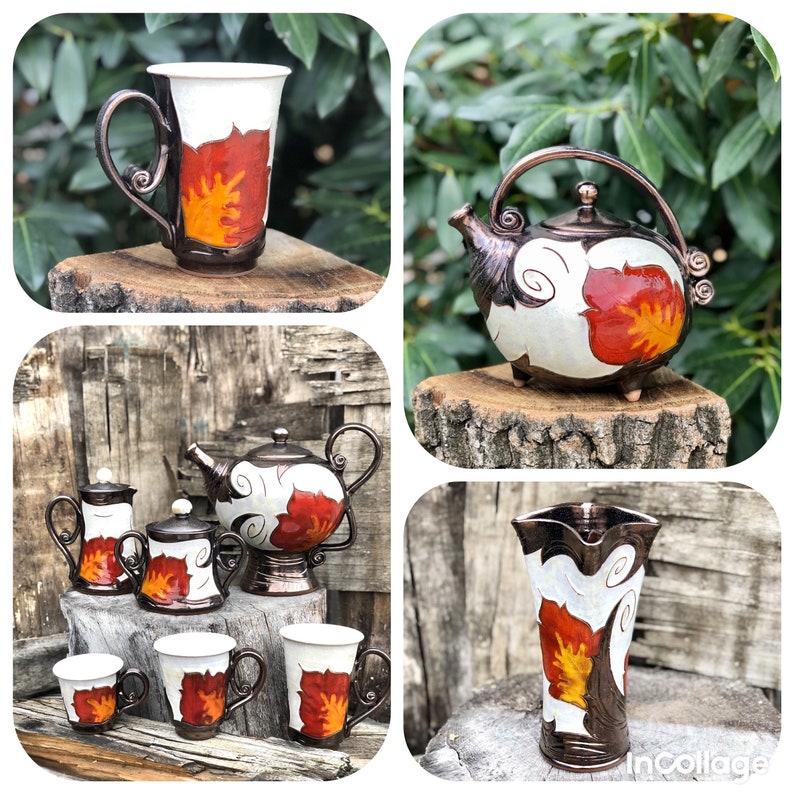 Ceramic Coffee Mug, Orange Flower Cup, Wheel Thrown Pottery Mug, Handmade Teacup, Coffee Lovers Gift, Tri Ushi image 2