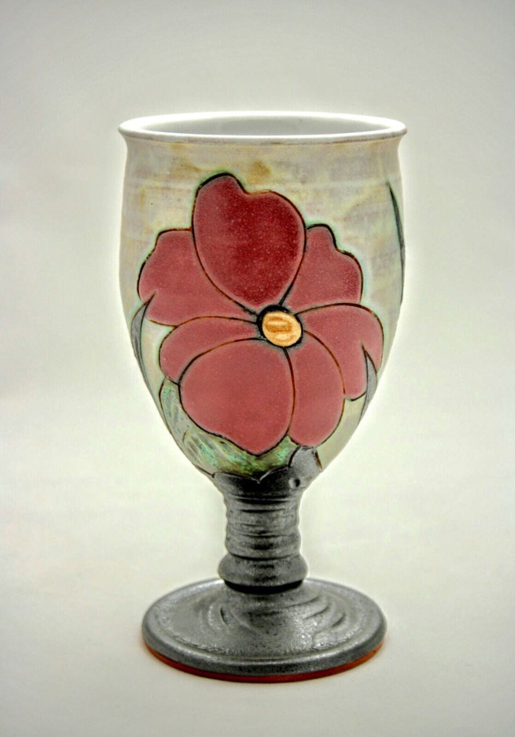 Gift for her Wine pottery goblet Ceramic cup Stoneware cup