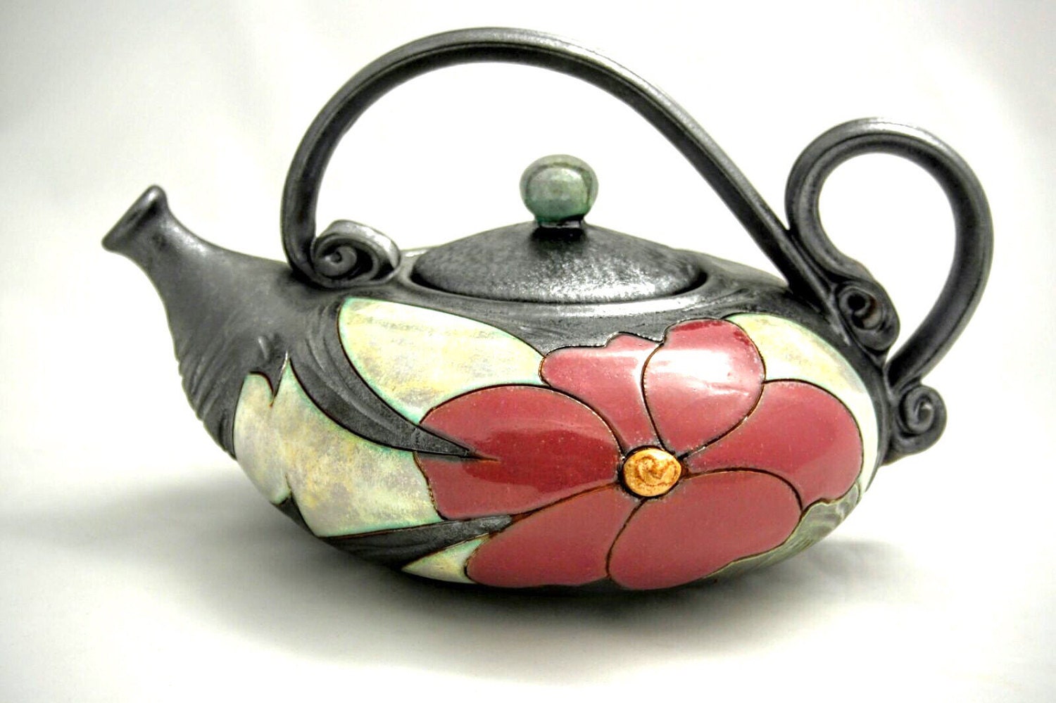 Pottery Teapot Ceramic teapot Unique Quirky Tea Pot Flower Etsy
