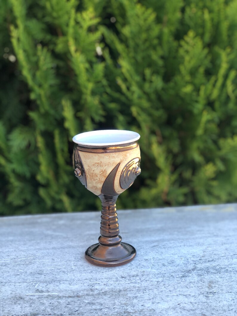 Unique Wine Glass, Wheelthrown Pottery Goblet, Long Stem Ceramic Cup, Stoneware Chalice image 6