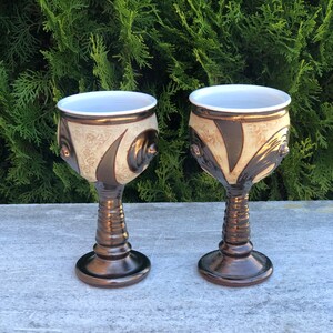 Unique Wine Glass, Wheelthrown Pottery Goblet, Long Stem Ceramic Cup, Stoneware Chalice image 8