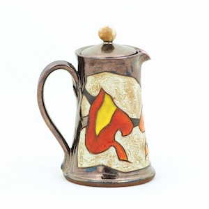 Christmas gift - Pottery Coffee Creamer, Small Cream Pitcher, Fall Kitchen Decor, Sugar and Creamer, Ceramic Sauce boat with lid