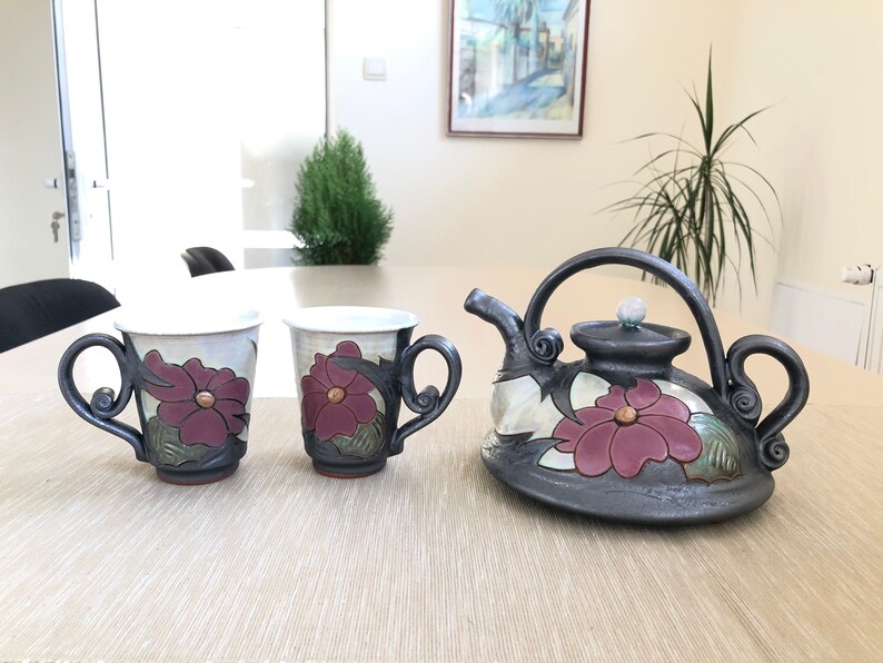 Handmade Teapot 27oz Flower Collection Art Pottery Teapot Etsy