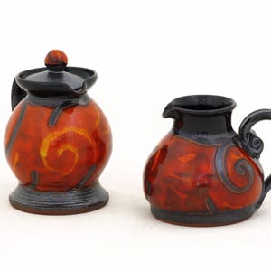 Weihnachtsgeschenk- Rotes Milchkännchen Zucker Set, Handgemachtes Keramik Milchkännchen Set, Keramik Milchkännchen und Zuckerdose Set, Hochzeitsgeschenk