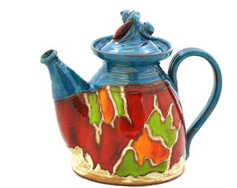 Wheel thrown Teapot, Ceramic teapot, Art pottery teapot, Turquoise Teapot, Tea Lover's Gift, Tea Ware , Table Decor