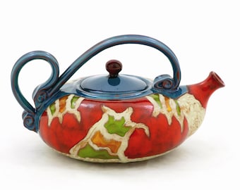 Pottery Teapot, Handmade Teapot, Art pottery teapot, Unique quirky teapot, Stoneware  teapot, Coffee and Tea party 47oz