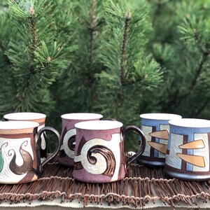 Large Coffee Cup, Handmade Pottery Mug, Colorful Coffee Cup, Unique Tea Mug, Abstract Mug, Christmas Gift image 8