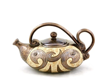 Unique Teapot, Rustic Earthenware Tea Maker, Art pottery kettle, Quirky teapot,Ceramic teapot ,Antique kettle