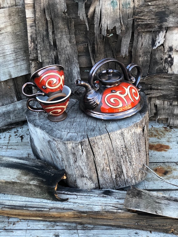 Colorful Handmade Ceramic Teapot - Danko Pottery - Unique Clay Tea Pot with  Hand Painted Decoration - Kitchen and Dining Gift
