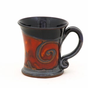 Handmade Pottery Coffee Cup, Ceramic Espresso Cup, Red and Black Coffee mug, Coffee Lover Cup, Wheel thrown Clay Cup