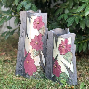 Christmas Gift - Decorative Art Vase, Stoneware Flower Vase, Large Earthen Vase, Slab Pottery Vase, Fall Home Decor, Wedding gift