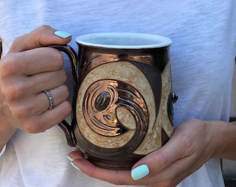 Coffee Mug, Ceramic cup, Handmade Pottery Mug, Large Coffee Cup, Unique brown Mug, Hot chocolate Mug