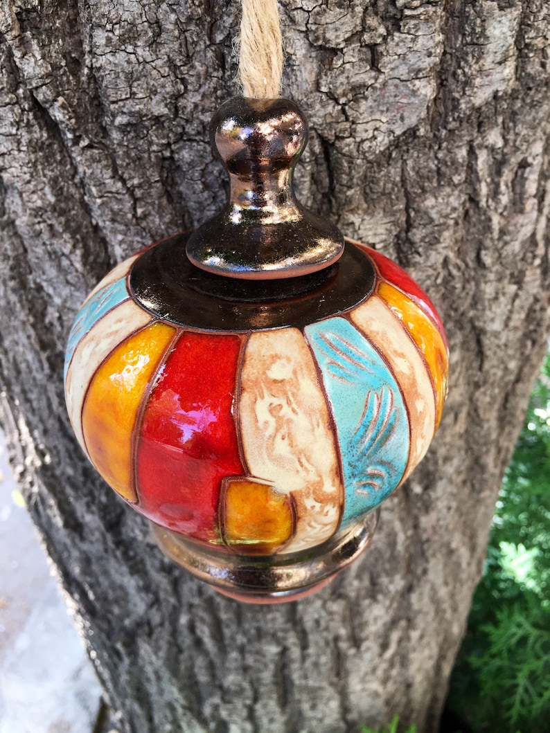 Handcrafted Ceramic Garden Bell Porch Decoration Rustic Windchime, Wall Decor, Artistic Hanging Bell, Outdoor Decor, Mother's Day Gift image 4