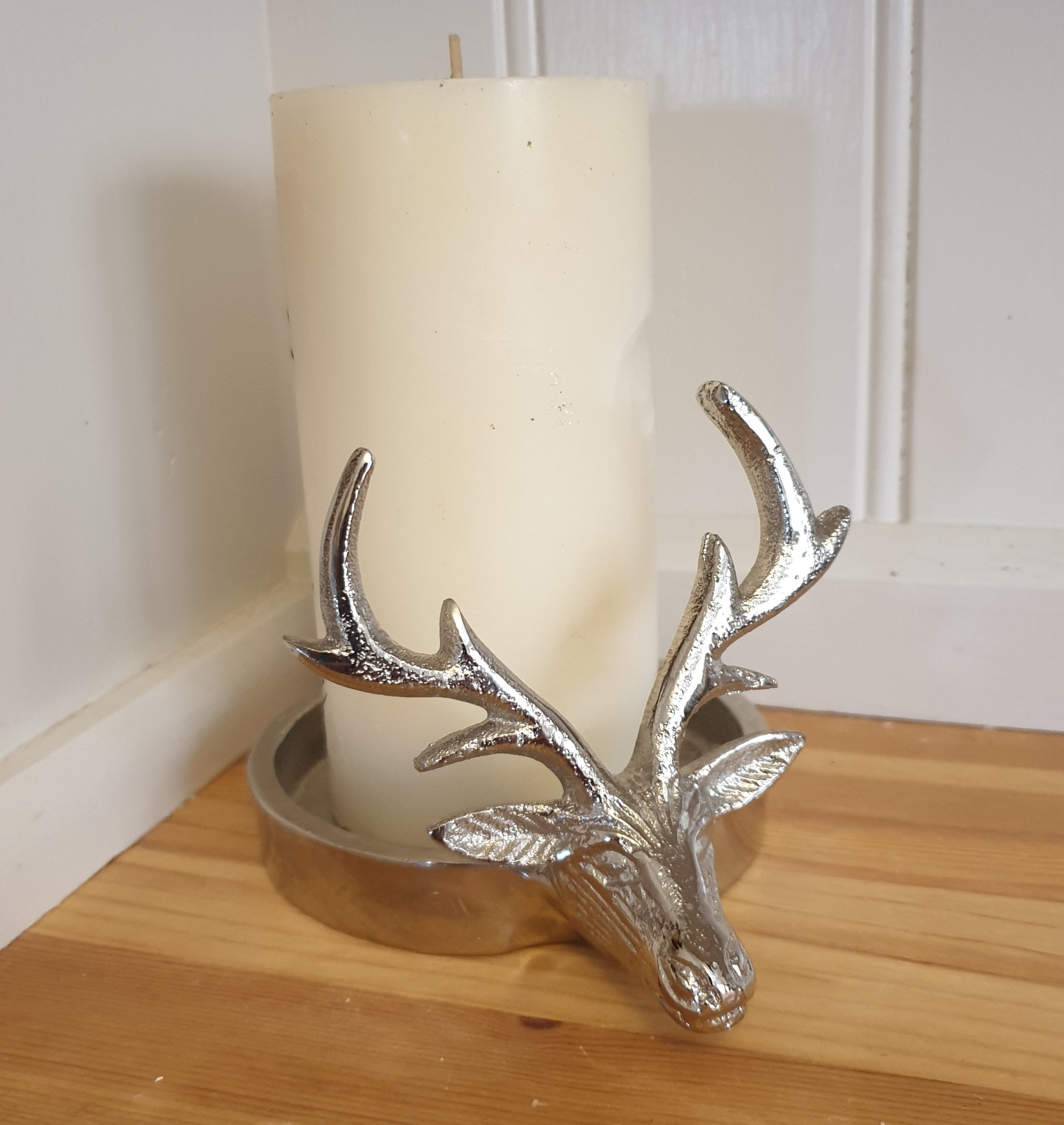 Silver stag deer candle holder Etsy