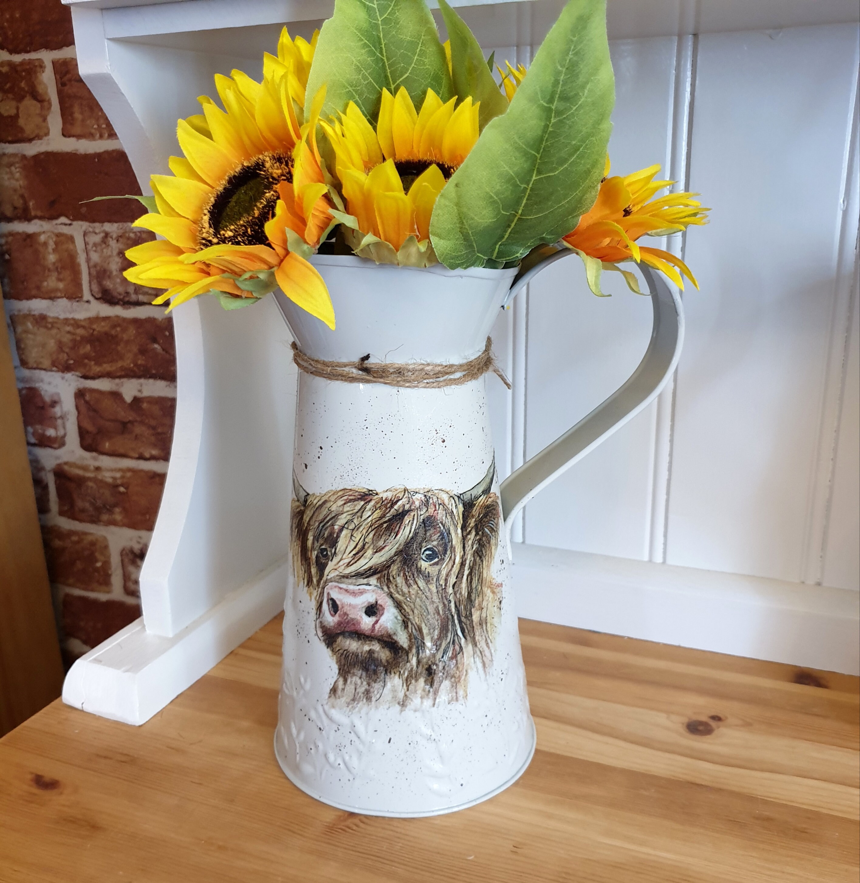Large 25cm Highland Cow decorative jug vase Etsy