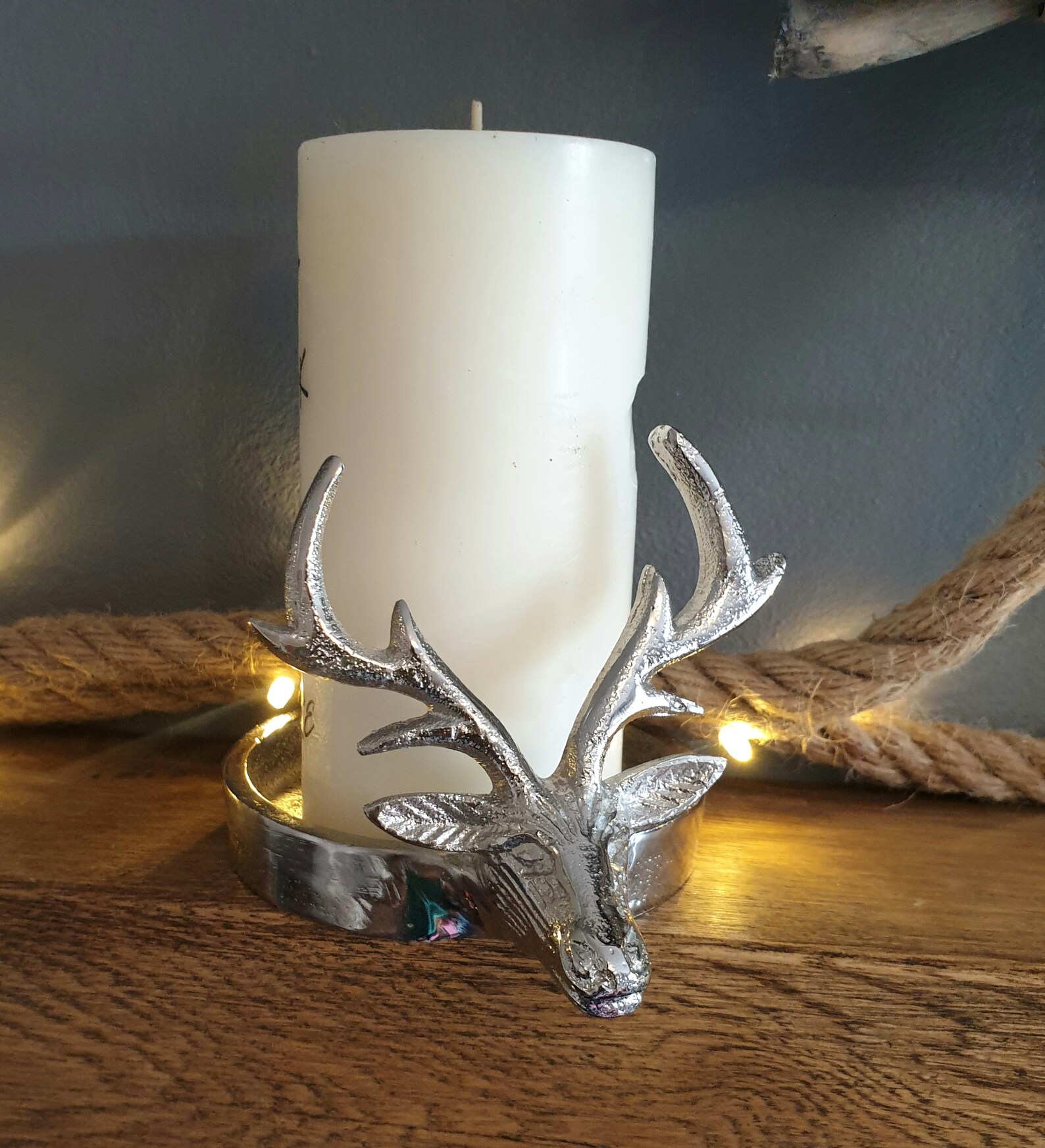 Silver Stag Deer Candle Holder Etsy