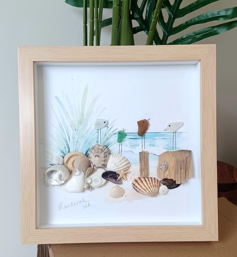 White Frame. Personalised Seaglass Beach Art Etsy Australia