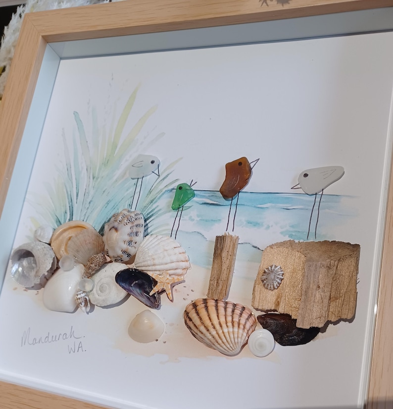 White Frame. Personalised Seaglass Beach Art Etsy Australia