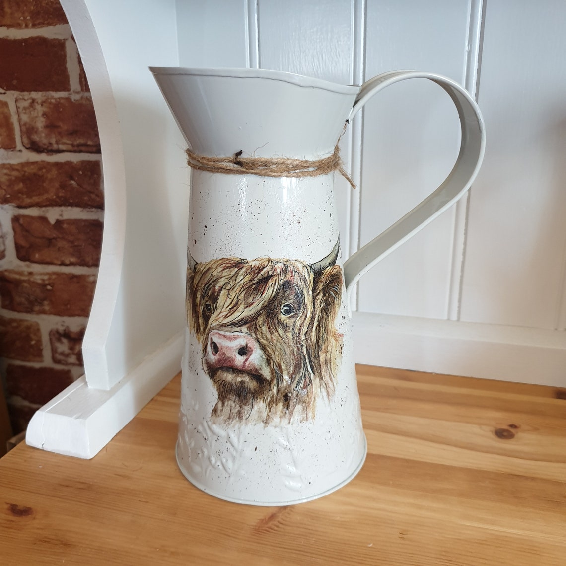 Large 25cm Highland Cow decorative jug vase Etsy