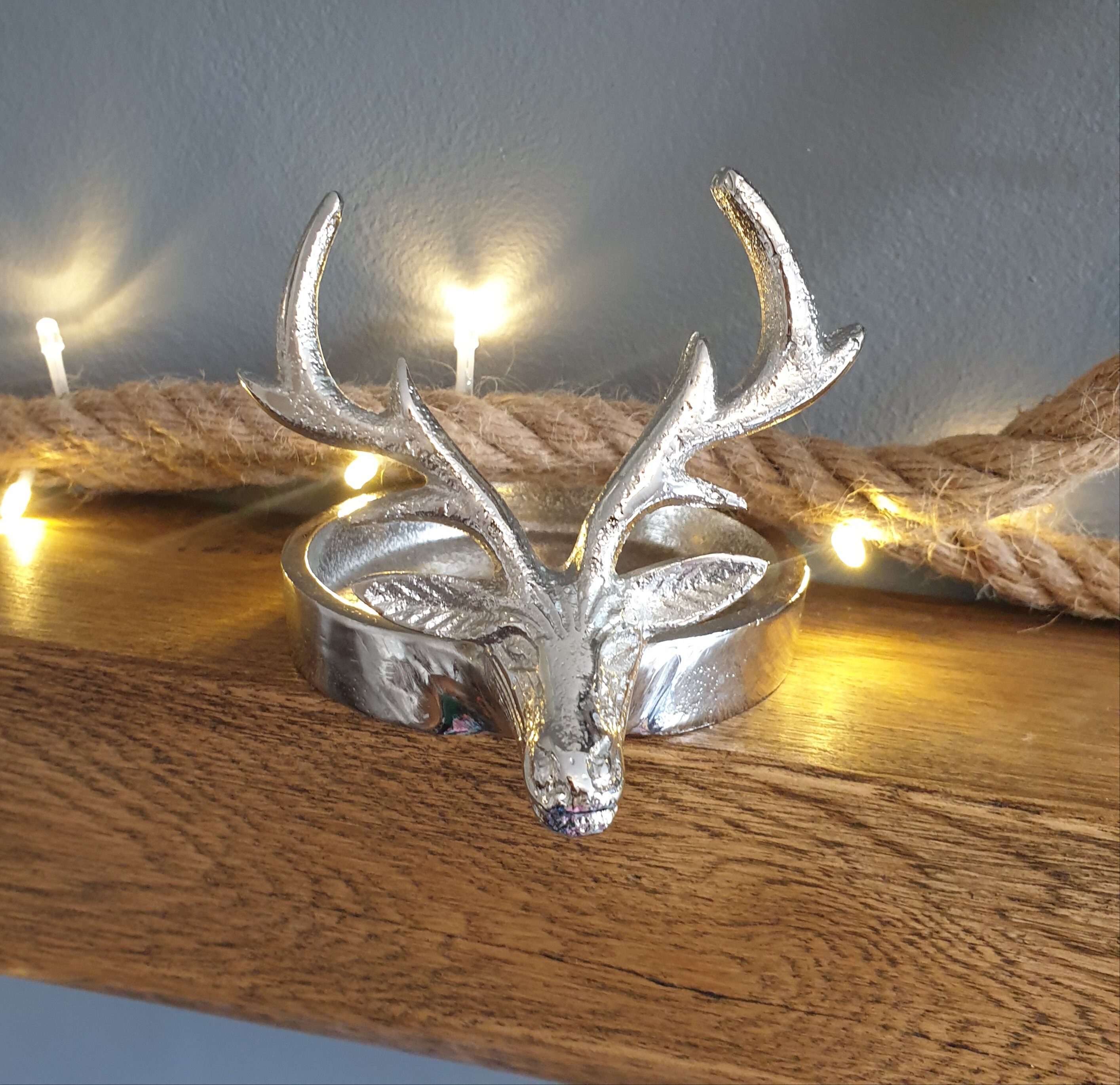 Silver stag deer candle holder Etsy