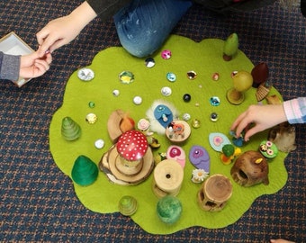 Limited Edition Premium 50x60cm Hand Made Wool Felted Playmat Playscape. Open-Ended Super Versatile Landscape for imaginative play.