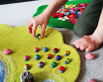 Wooden bees, ladybirds or rainbow bugs, mixed sizes family set - choose your favourites or mix them up! Age 3+