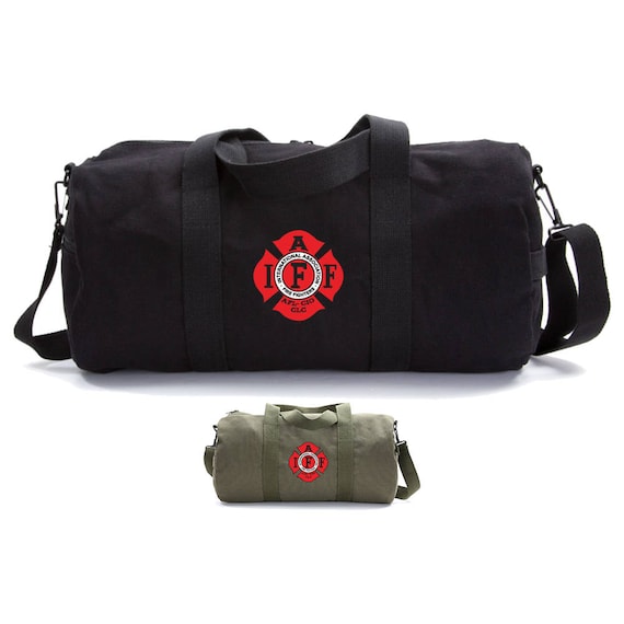 Fire Department Maltese Cross Army Heavyweight Canvas Messenger Shoulder Bag in Black /& Red