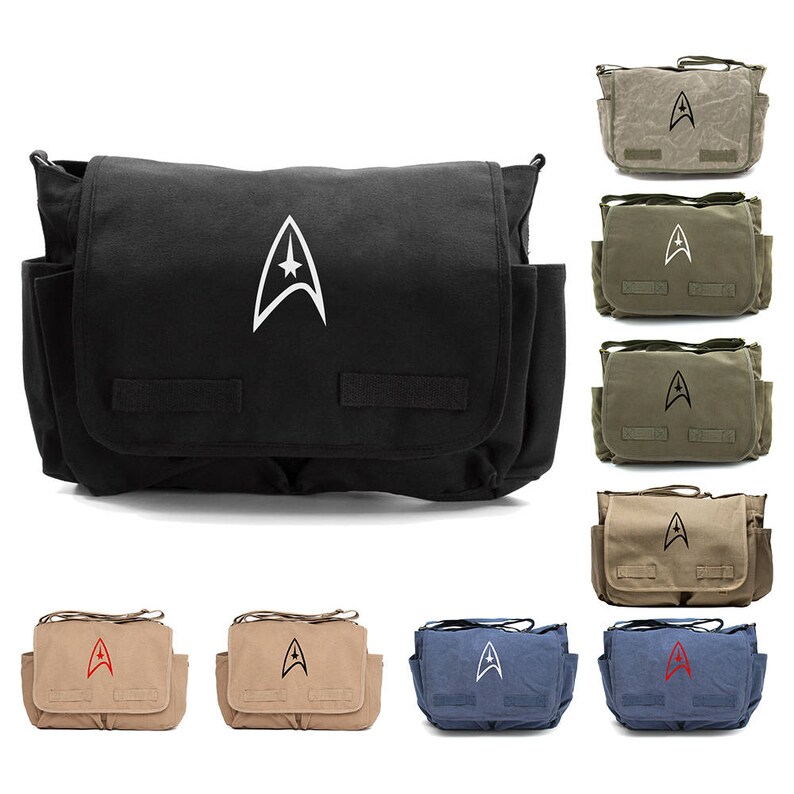 Army Outdoor Accessories for Husband Star Trek Federation Monogrammed Laptop Shoulder Bag for Men Canvas Messenger Crossbody Bag for Him