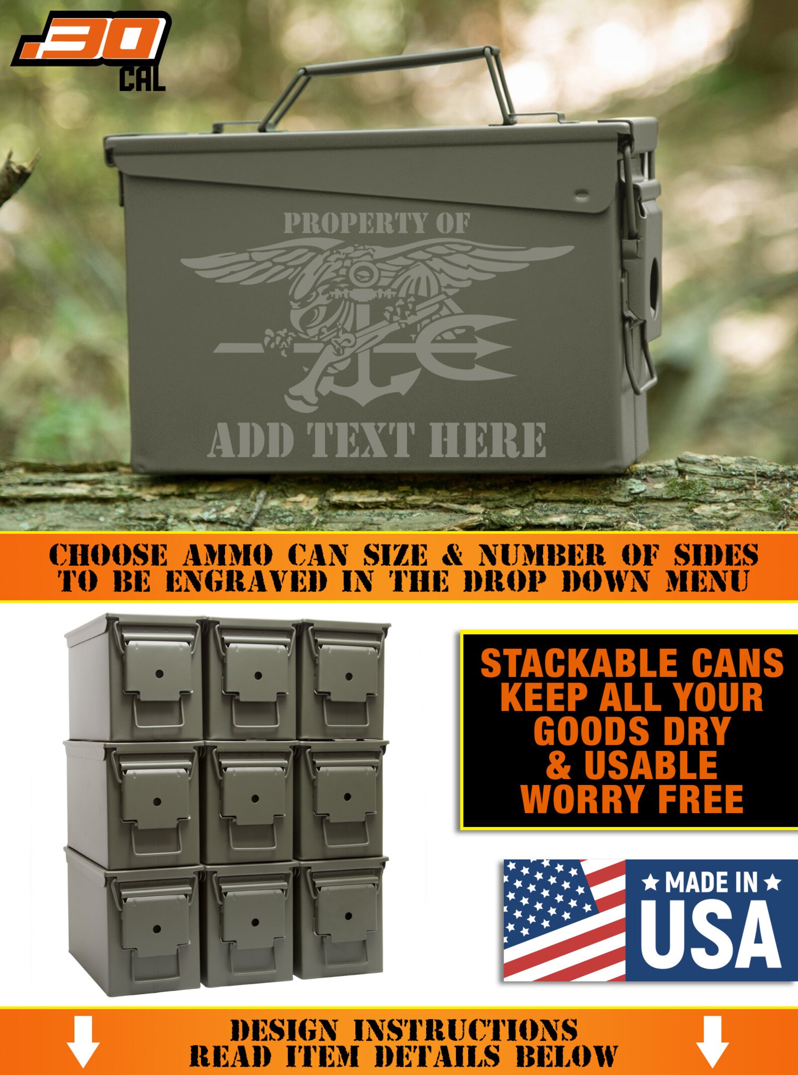 Navy Seal Personalized 50 Cal Ammo Can Gift Custom Name Etsy