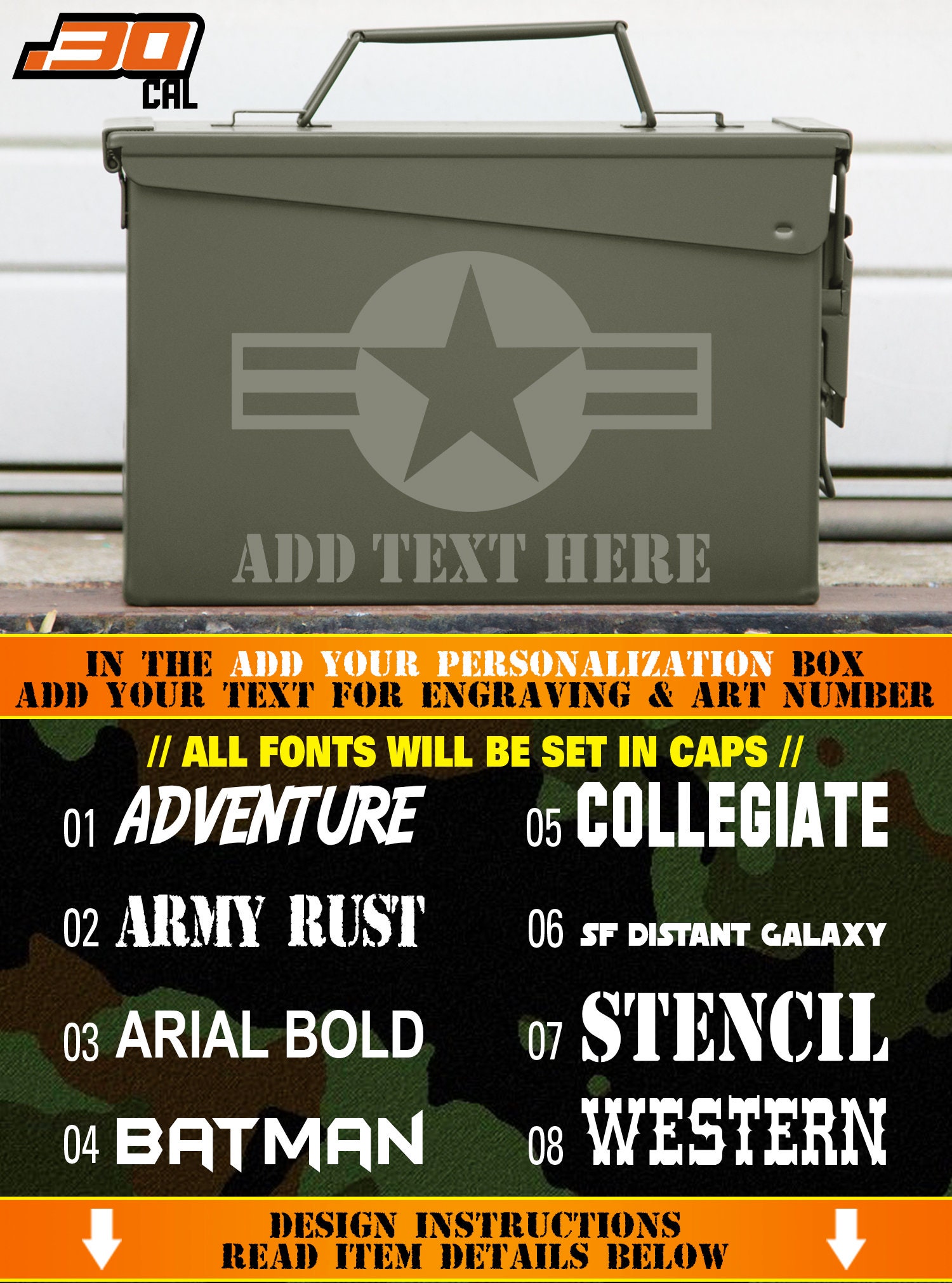 Personalized Air Force Ammo Can Engraved Gift Custom .50 Cal Etsy