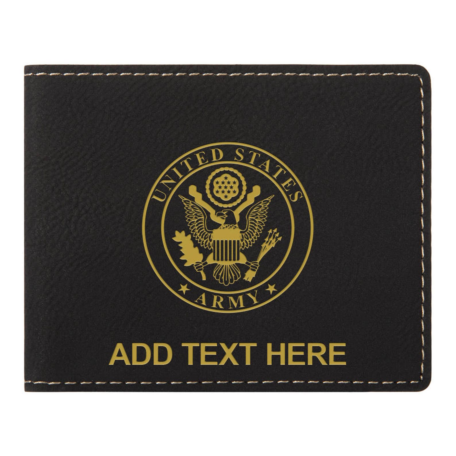 BiFold Leather Wallet Personalized U.S. Army Custom Name Etsy