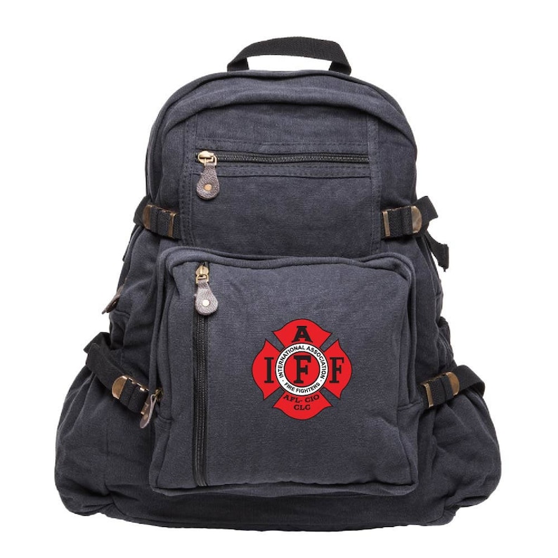 Hiking Gift Retirement Gift IAFF Fire Fighters Canvas Backpack Fire Emblem Laptop Bag