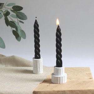 Candlestick Holder, Modern Decor, 2cm Candle Stand, Taper Holder, White Candle Stand, Concrete,Dinner Candle Stand