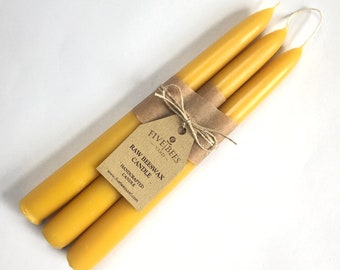 3 Large Taper Beeswax Candles - Handmade - Dipped - Unique - Dinner Candle - Dripless Bees Wax Candle - Evening Candle - Candleholder-Rustic