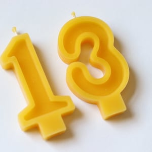 Birthday Candles Numbers Beeswax Birthday Candle Numbers Gold Yellow Number Candles Number Birthday Cake Topper Age Number Candle image 2
