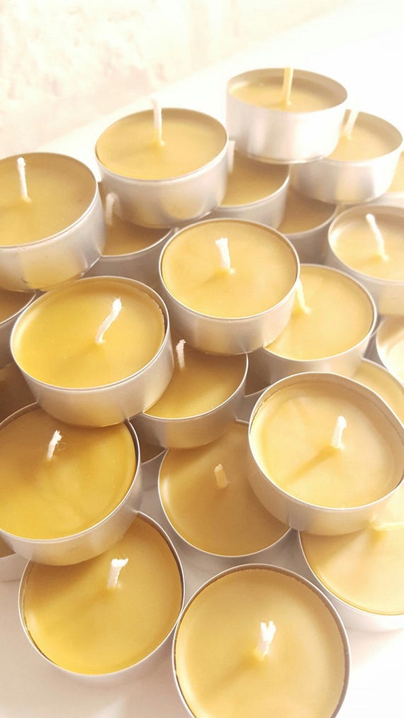 BCandle 100% Pure Raw Beeswax Tea Lights Candles Organic Hand Made (Pack of 6)