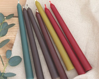 Coloured Beeswax Taper | Dinner Candles | Colourful 100% beeswax candles | Earth colours candles | Candlesticks | Winter dinner candles