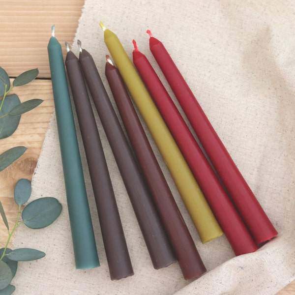 Coloured Beeswax Taper | Dinner Candles | Colourful 100% beeswax candles | Earth colours candles | Candlesticks | Winter dinner candles