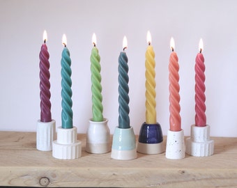 Spring & Summer Collection of Spiral Beeswax Candles | Pastel Colours | Dinner Twisted Candles | Swirl Dinner Candle | Column Candles