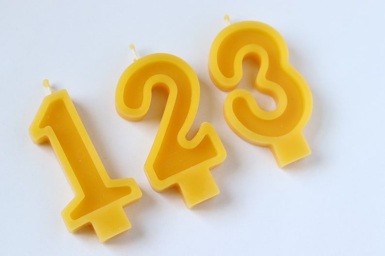 Birthday Candles Numbers Beeswax Birthday Candle Numbers Gold Yellow Number Candles Number Birthday Cake Topper Age Number Candle image 3