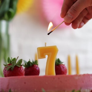 Birthday Candles Numbers Beeswax Birthday Candle Numbers Gold Yellow Number Candles Number Birthday Cake Topper Age Number Candle image 4