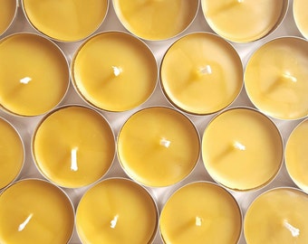 Tealight Candles - Beeswax Tealights Candles - Natural Candles - Puryfing Candles - Unscented Candles - Organic Standards Beeswax -Clean Air