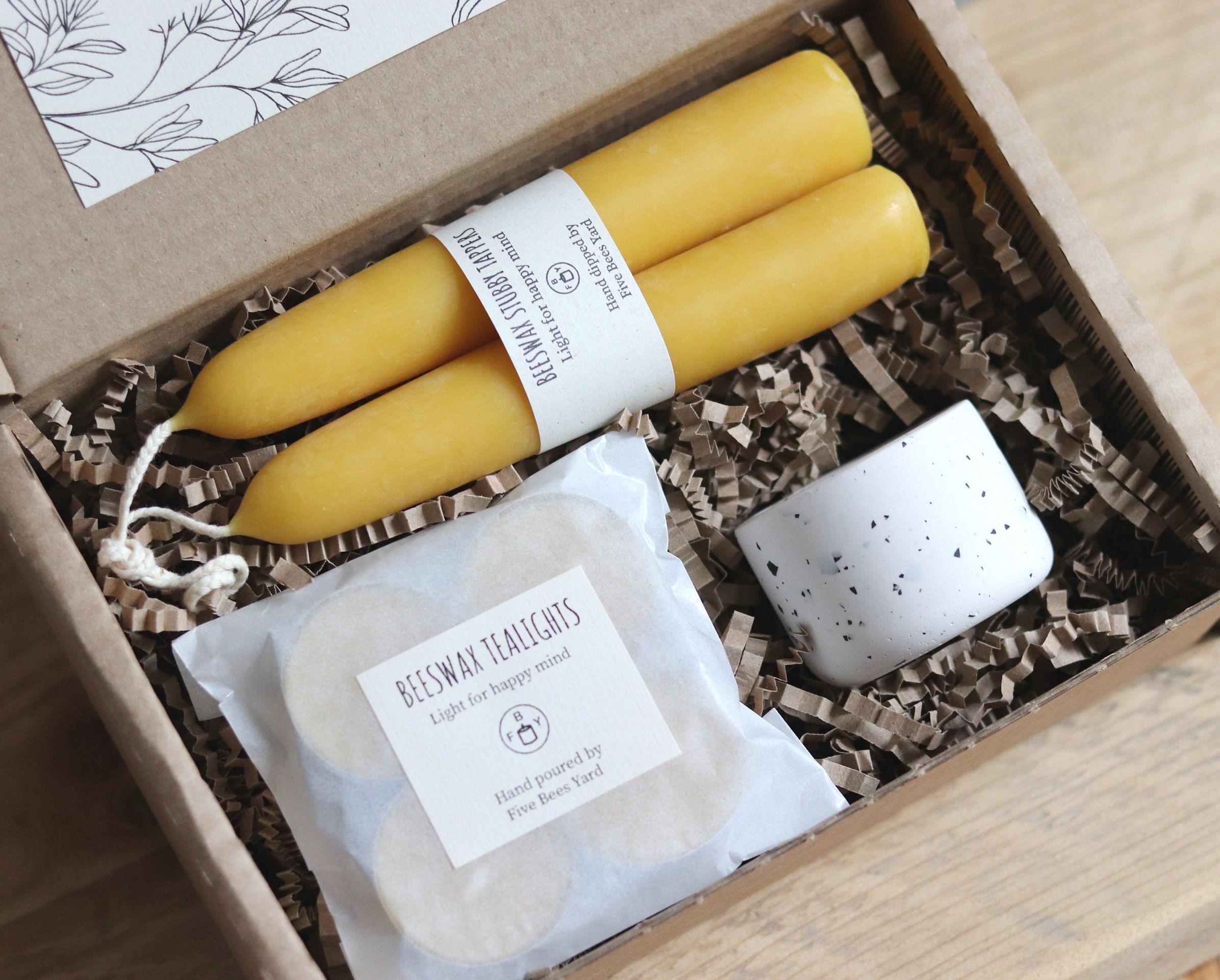 Taper Beeswax Candles - Gift Set of 2 - Five Bees Yard