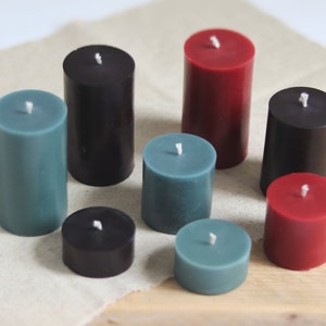 100% beeswax -Beeswax Pillar-Raw Beeswax-Coloured Beeswax-Advent Candle-Black Beeswax Pillar-Beeswax Votives-Petrol Blue Pillar-Red Pillar
