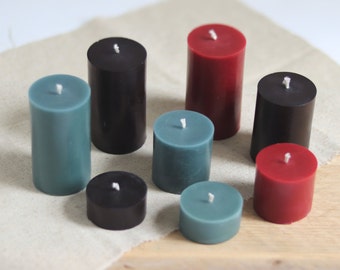 100% beeswax -Beeswax Pillar-Raw Beeswax-Coloured Beeswax-Advent Candle-Black Beeswax Pillar-Beeswax Votives-Petrol Blue Pillar-Red Pillar